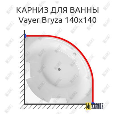 Карниз для ванны Relisan Vayer Bryza 140х140 Усиленный 25 мм MrKARNIZ