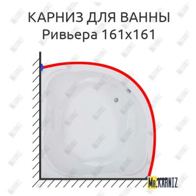 Карниз для ванны Bas Ривьера 161х161 Усиленный 25 мм MrKARNIZ
