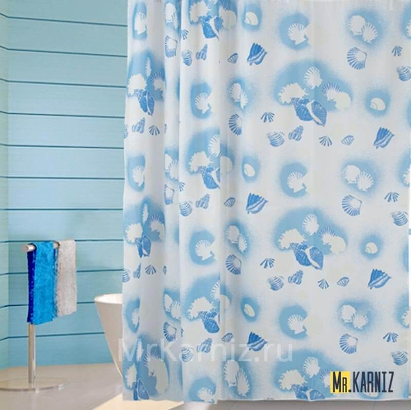 Штора для ванной Sea Snail голубая