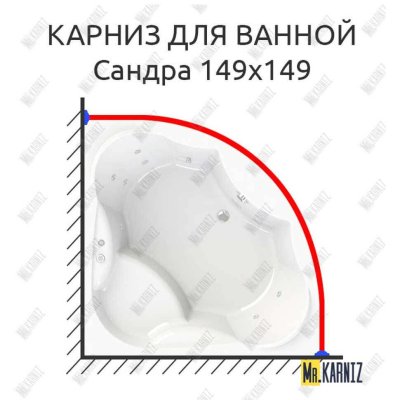 Карниз для ванной Vannesa Сандра 149х149 Усиленный 20 мм MrKARNIZ