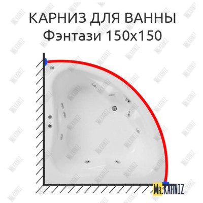 Карниз для ванны Bach Фэнтази 150х150 Усиленный 20 мм MrKARNIZ