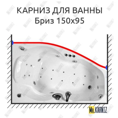 Карниз для ванны Triton Бриз Передний борт 150х95 Усиленный 20 мм MrKARNIZ