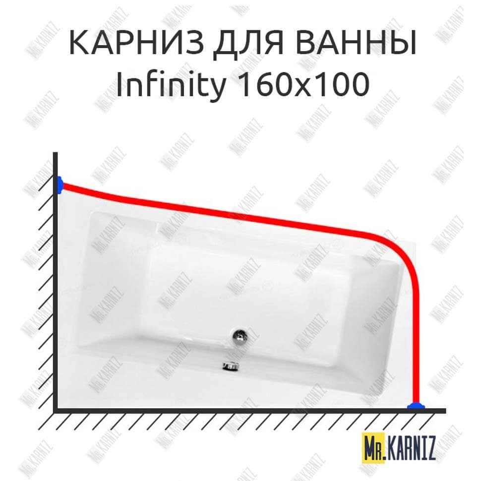 Карниз для ванны Besco Infinity 160х100 Усиленный 20 мм MrKARNIZ Карниз для ванны Besco Infinity 160х100 Усиленный 20 мм MrKARNIZ