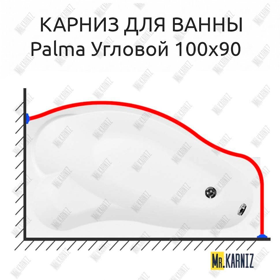 Карниз для ванны Aquanet Palma Угловой 170х100 Усиленный 25 мм MrKARNIZ